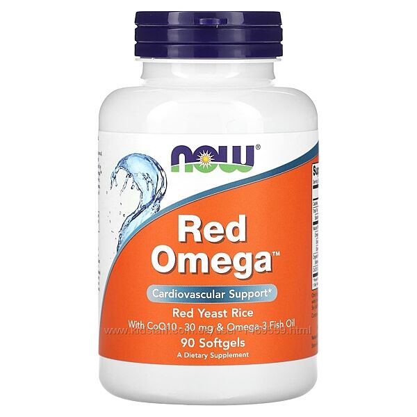 NOW Foods Red Omega 90 капсул коензимQ10 і рибячий жир з омега 3 CoQ10 ві
