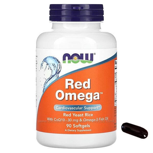 NOW Foods Red Omega 90 капсул коензимQ10 і рибячий жир з омега 3 CoQ10 ві