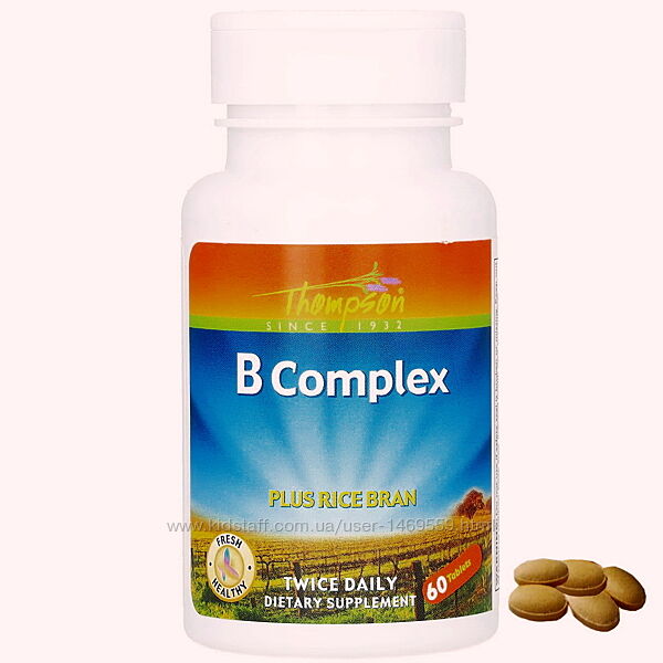 Thompson комплекс вітамінів групи B з рисовими висівками 60 таблеток  фоліє