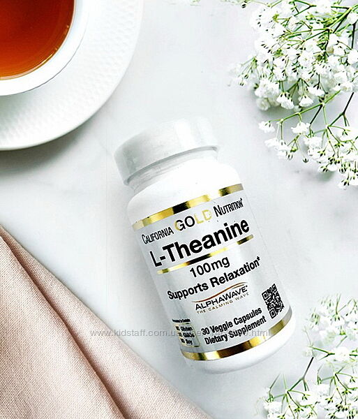 California Gold Nutrition L-теанін з AlphaWave 100 мг 30 капсул від стрессу