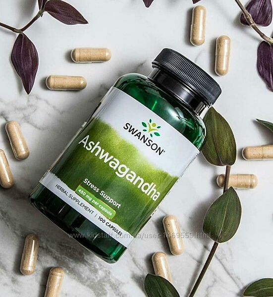Swanson ашваганда 450 мг 100 капсул Ashwagandha Withania somnifera заспокоє
