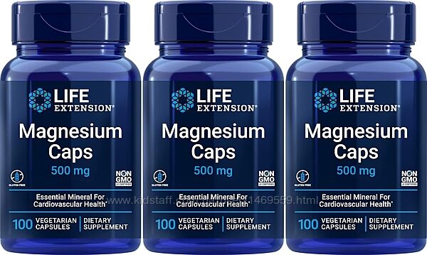 Life Extension капсули з магнієм 500 мг 100 вегетаріанських капсул комплекс