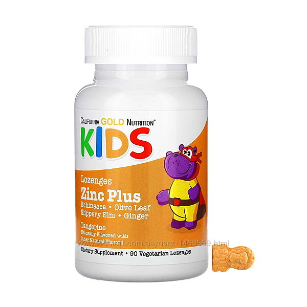 California Gold Nutrition Zinc Plus пастилки із цинком для дітей натуральни