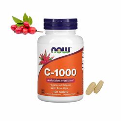 NOW Foods C-1000 100 таблеток вітамін С аскорбінова кислота шипшини антиокс