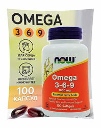NOW Foods омега 3-6-9 1000 мг 100 капсул Super Omega 3 6 9 жирні кислоти на