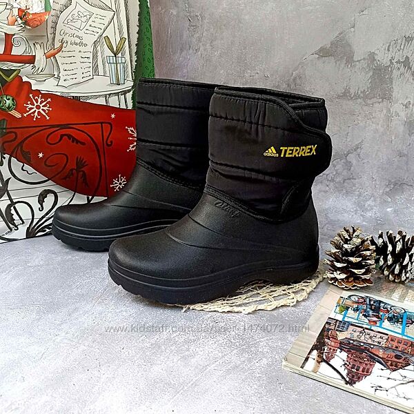 Резиновые сапоги пенки для мальчика подростка на флисе