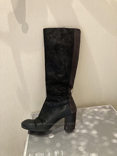 сапоги чоботи итальянские бренд vero cuoio 35 чорні черные натуральная кожа