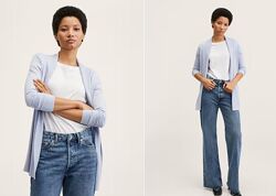 Mango голубой кардиган нежный тонкой вязки XXL удлиненный вискоза