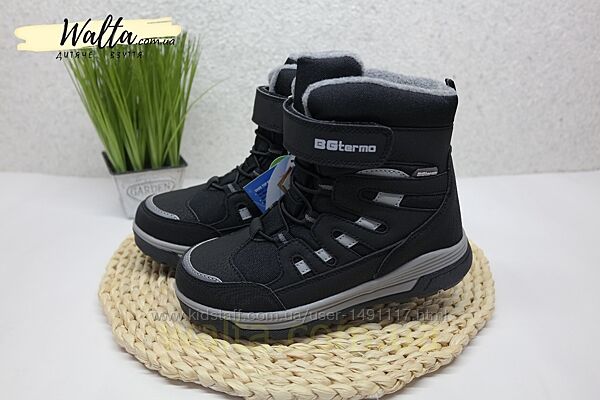 32-37р B&G b&g бі джі дитячі зимові термо черевики терміки чобітки чорні 