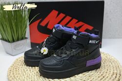 27-30р Nike Air Force найк реплика хайтопи чорні з фіолетовим дівчаткам