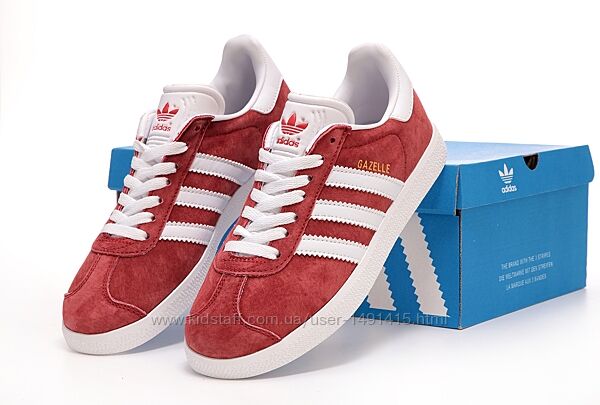 Женские кроссовки Adidas Gazelle. Унисекс. Red White