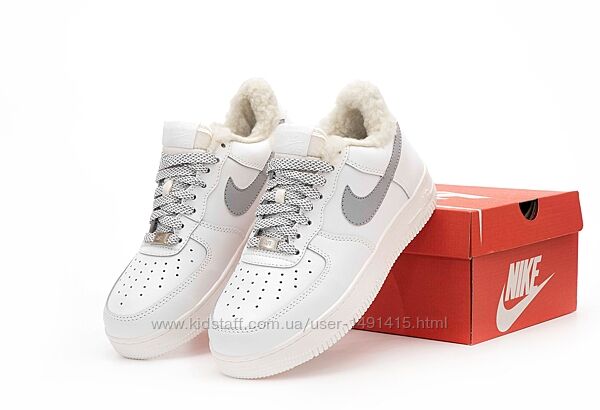 Зимние мужские кроссовки ботинки Nike Air Force Reflective Унисекс С мехом.