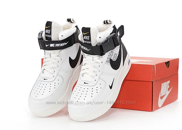Зимние женские кроссовки ботинки Nike Air Force Hi 1 TM УНИСЕКС White Black