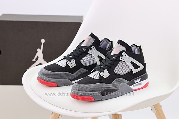 Мужские кроссовки Nike Air Jordan 4 Retro. Black Grey. Найк Джордан.