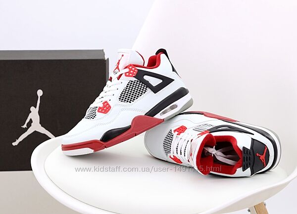 Мужские кроссовки Nike Air Jordan 4 Retro. White. Найк Джордан.