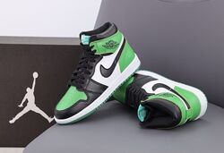Женские кроссовки Nike Air Jordan 1 Retro. Унисекс. Black Green White 