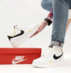Зимние мужские кроссовки ботинки Nike Air Force. Унисекс. White. С мехом