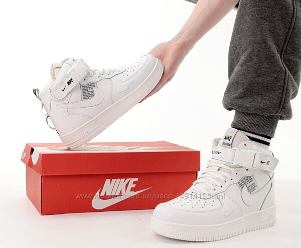 Зимние мужские кроссовки ботинки Nike Air Force Hi 1 TM. УНИСЕКС. White
