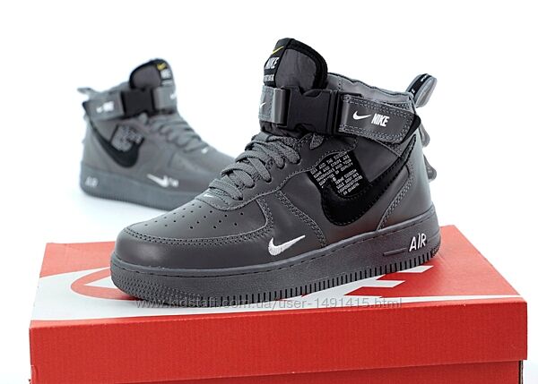Зимние мужские кроссовки ботинки Nike Air Force Hi 1 TM. УНИСЕКС. Grey