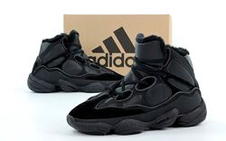 Зимние мужские кроссовки ботинки Adidas Yeezy 500 Hi Winter. Black