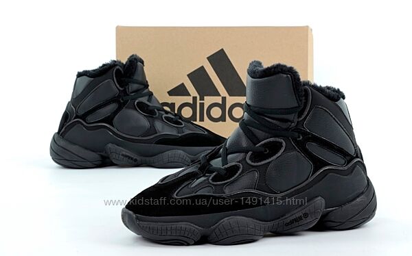 Зимние мужские кроссовки ботинки Adidas Yeezy 500 Hi Winter. Black