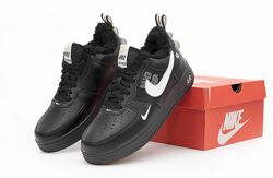 Зимние мужские кроссовки ботинки Nike Air Force Low 1 TM. Black