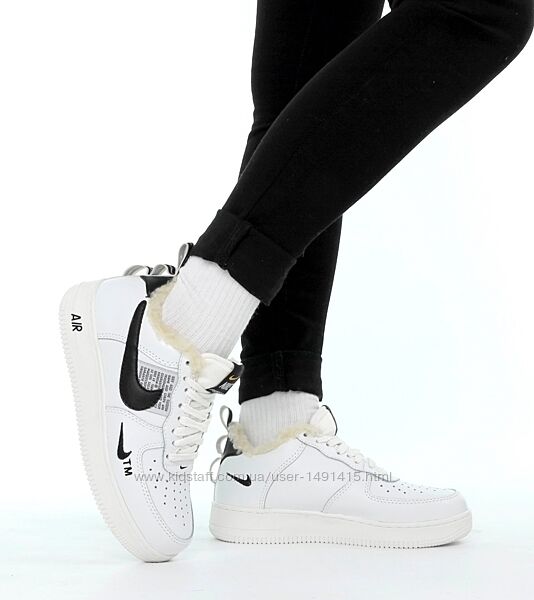 Зимние женские кроссовки ботинки Nike Air Force Low 1 TM. УНИСЕКС. White