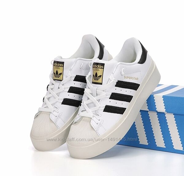 Женские кроссовки Adidas Superstar Platform Bonega. White