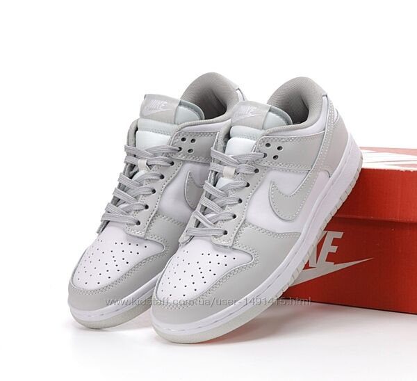 Женские кроссовки Nike SB Dunk Low. White Grey. Унисекс.