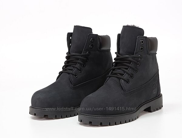 Зимние мужские ботинки Timberland. Натуральный нубук. Black