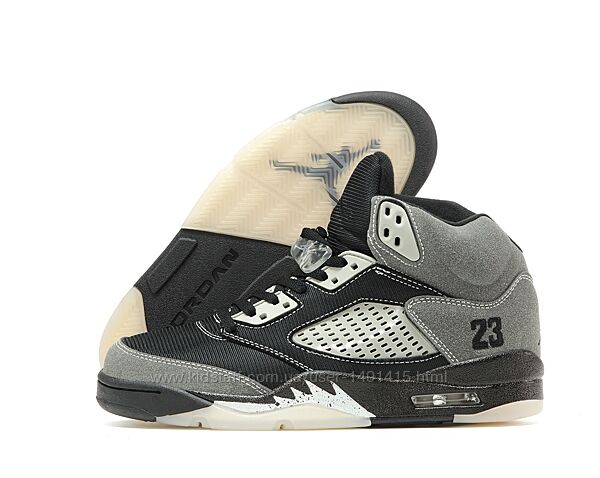 Мужские кроссовки Nike Air Jordan 5 Retro. Black Grey. Найк Джордан.
