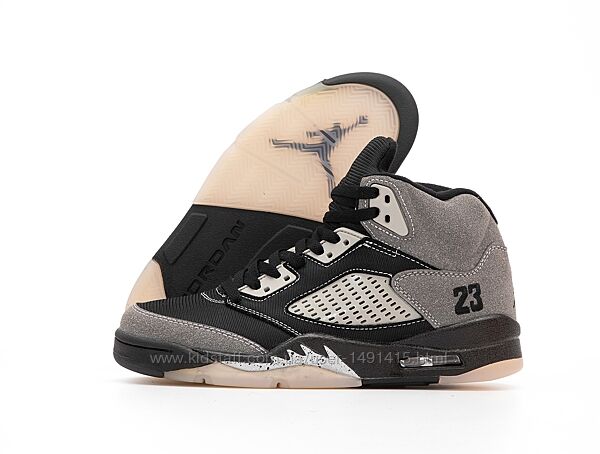 Мужские кроссовки Nike Air Jordan 5 Retro. Black Grey. Найк Джордан.