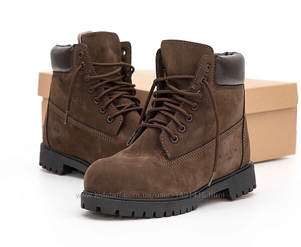 Зимние мужские ботинки Timberland. Натуральный нубук. Brown