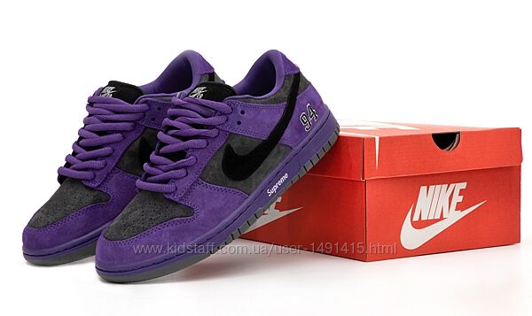 Мужские кроссовки Supreme x Nike SB Dunk Low. Violet
