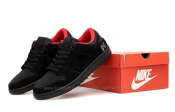 Мужские кроссовки Supreme x Nike SB Dunk Low. Black Red