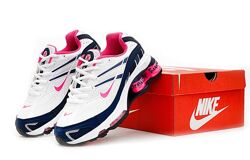 Женские кроссовки Nike x Supreme Shox Ride 2. White Blue Pink