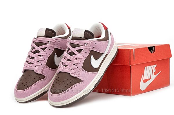 Женские кроссовки Nike Dunk Low. Pink/Brown