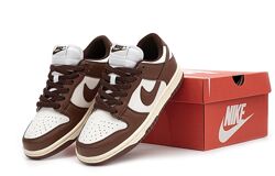 Женские кроссовки Nike Dunk Low. White/Brown