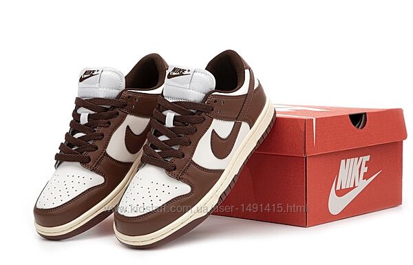 Женские кроссовки Nike Dunk Low. White/Brown