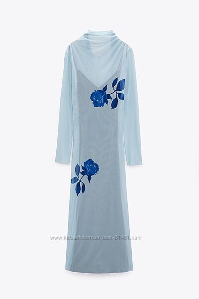Прозрачное платье с цветами Zara  размеры S-XS