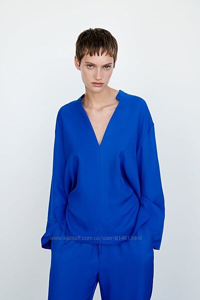 Блуза Zara синяя электрик вискоза XS