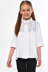 Блузка з гепюровим декором для дівчат, р.116-140, Україна