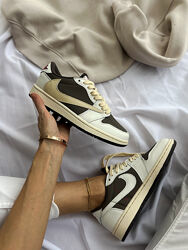 Кросівки Nike Air Jordan 1 Low x Travis Scott Beige Gray 