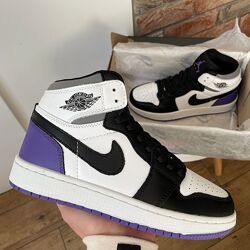 Кросiвки Nike Air Jordan Retro1 Black Violet White Leather