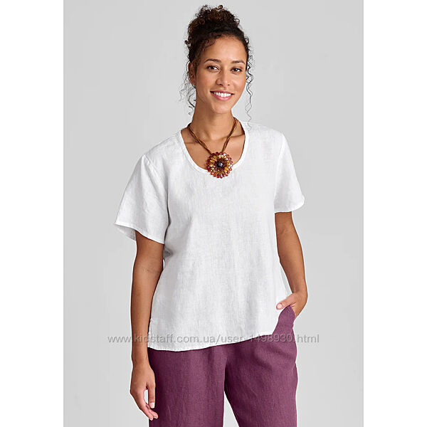 Люксова лляна біла блузка від бренду flax р.16-18