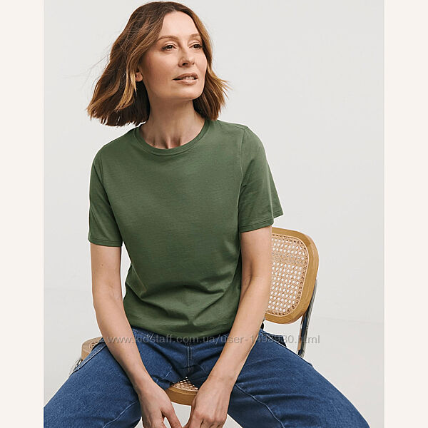 Якісна бавовняна трикотажна футболка кольору хакі р.18