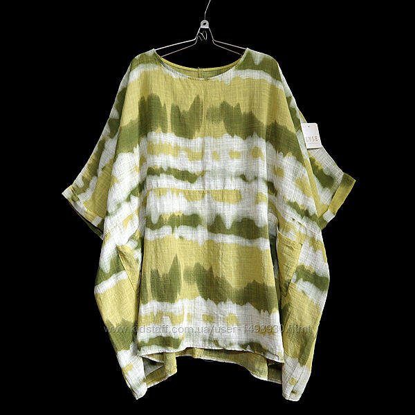 Гарна лляна італійська блуза з принтом, made in italy р.20-22-24