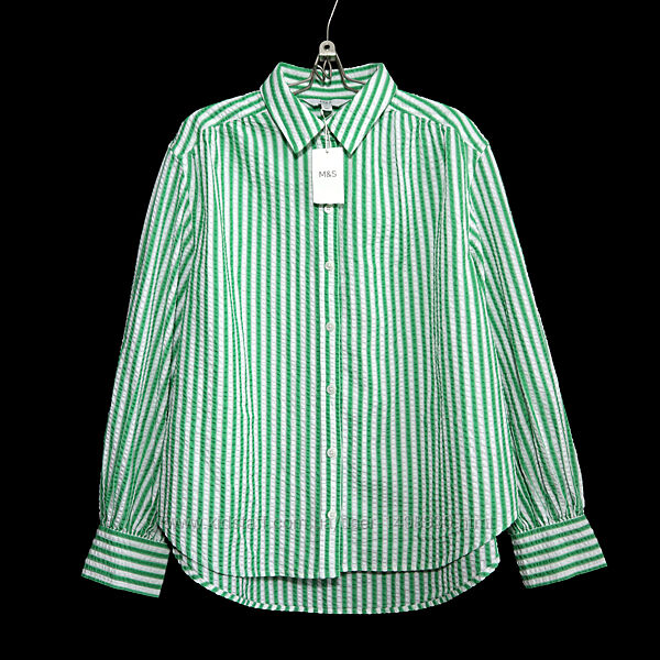 Стильна бавовняна сорочка оверсайз в яскраву смужку р.14