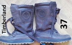 Кожаные теплые высокие сапоги Timberland 37 зима