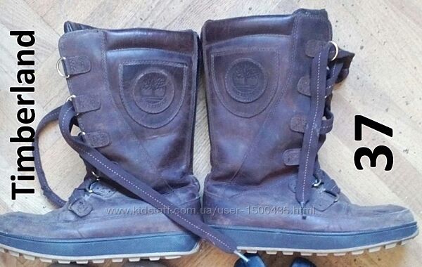 Кожаные теплые высокие сапоги Timberland 37 зима